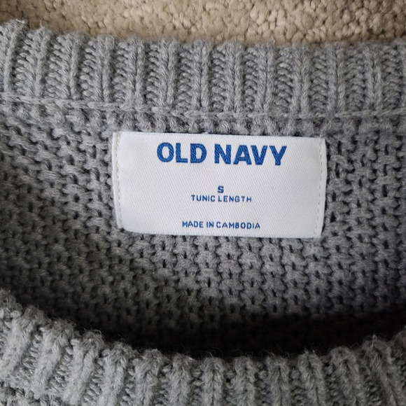 Old Navy Sweater Womens Small Grey Tunic Length Cotton Knit Crew Neck Casual - Picture 3 of 8
